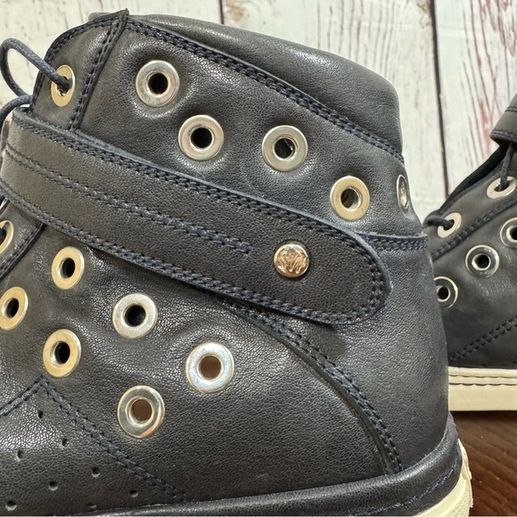 STUART WEITZMAN women’s high top sneakers dark navy blue riveted size 7.5 GUC - Picture 14 of 16
